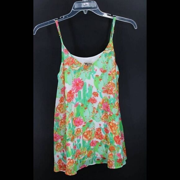SHOW ME YOUR MUMU WHITE GREEN FLORAL & CACTUS MINI SLIP DRESS SIZE SMALL - Picture 1 of 5